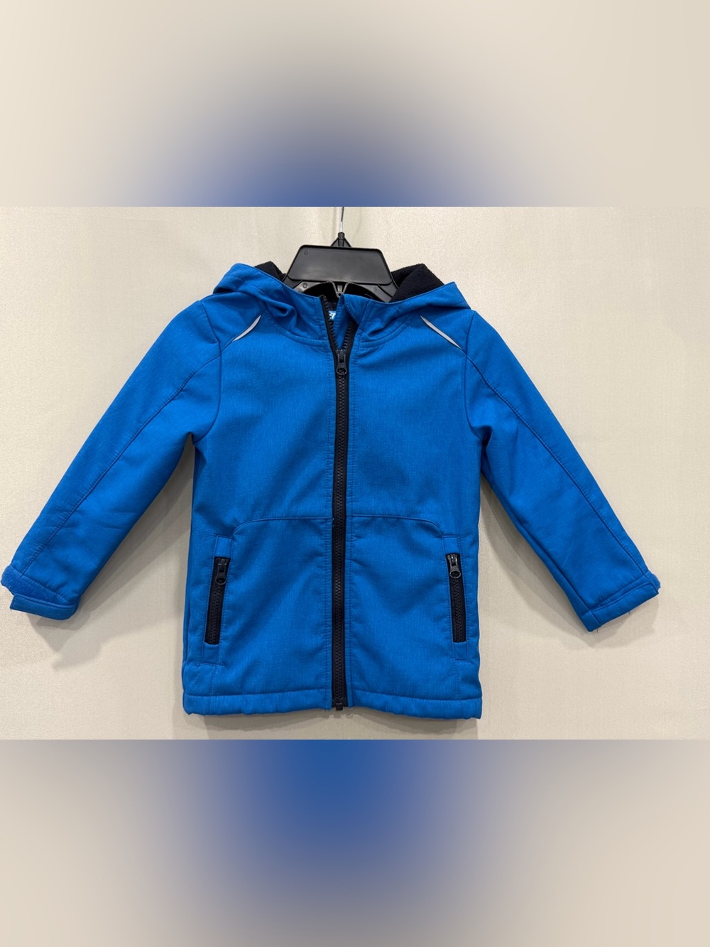 Children's Bright Blue Hooded Puffer Jacket with Zip Pockets